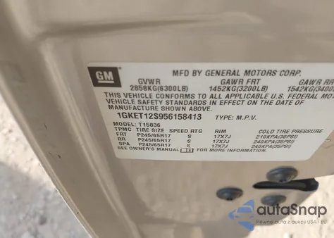 2005 GMC Envoy Xuv Slt из США, поврежденный, VIN 1GKET12S956158413